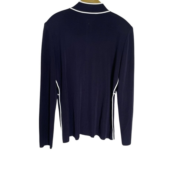 Exclusively Misook Navy White Zip Cardigan Medium - Picture 2 of 4